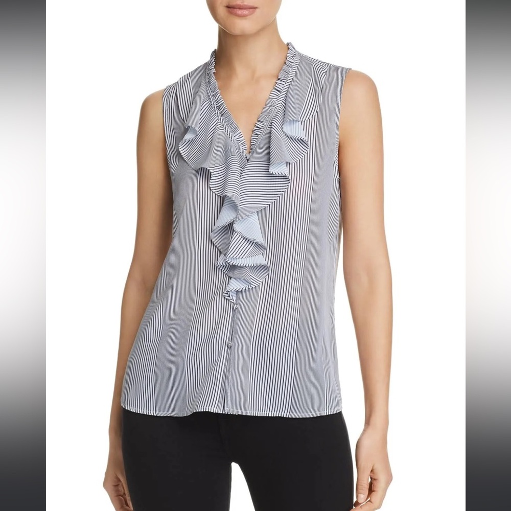 Karl Lagerfeld Blue and White Stripe Blouse
